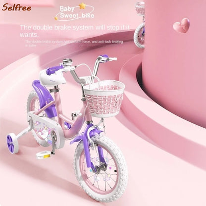 Bicicleta infantil dobrável para meninas de 3 a 6 anos, 7 a 10 anos, pedal para bebés, bicicleta de estrada para meninas, material de aço de alto carbono