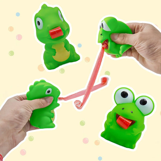 Funny Frog Dinosaur Squeeze Toy Creative Sticking Tongue Out Animal Sensory Toys For Kids Fidget Decompression Christmas Gifts