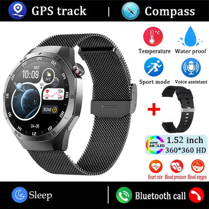 2025 Smart Watch Men AMOLED GPS Heart Rate Bluetooth Calls Waterproof Android iOS