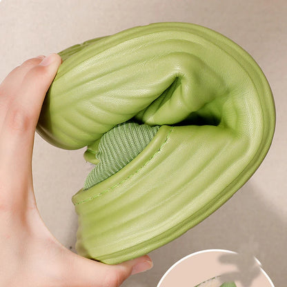 New EVA Short Plush Waterproof couples Slippers Winter  Warm striped  women Cotton Shoes Soft Thick Comfort Home floors Slides