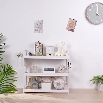 Prateleira de armazenamento de secretária multifuncional de 3 camadas – organizador que poupa espaço para o escritório e para a casa