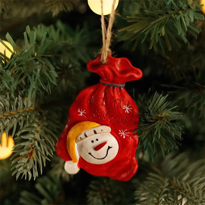 Christmas Resin Pendant Retro Painted Santa Claus Snowmen Horse Xmas Tree Hang Toys Ornaments New Year Decor Kid Gift