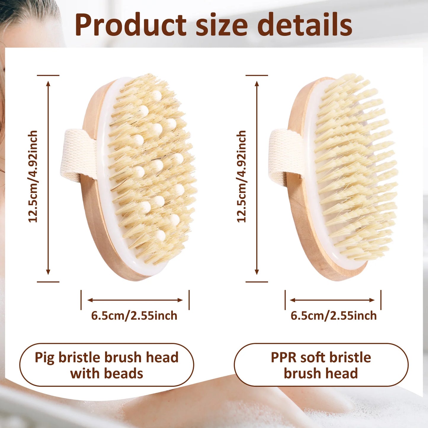 Natural Bristle Body Brush Dry Skin Exfoliating Dead Skin Remover SPA Soft Brush