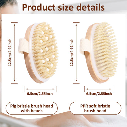 Natural Bristle Body Brush Dry Skin Exfoliating Dead Skin Remover SPA Soft Brush