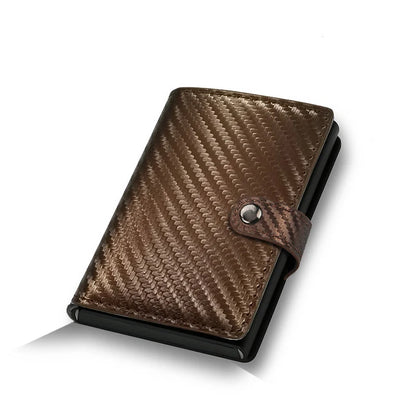 Carbon Fiber Men’s RFID Pop-Up Card Holder Wallet – Slim Metal Minimalist