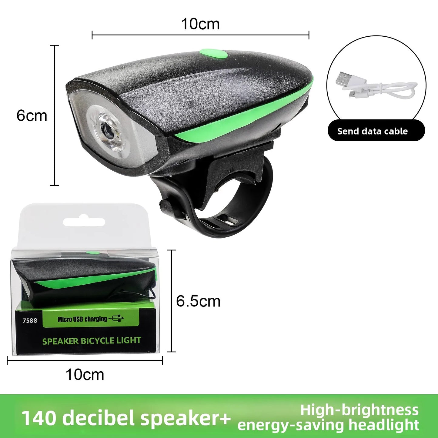 Bicycle Light Charging Night Riding Flashlight with Electric Horn Bicycle Accessories Cycling Equipment Headlights