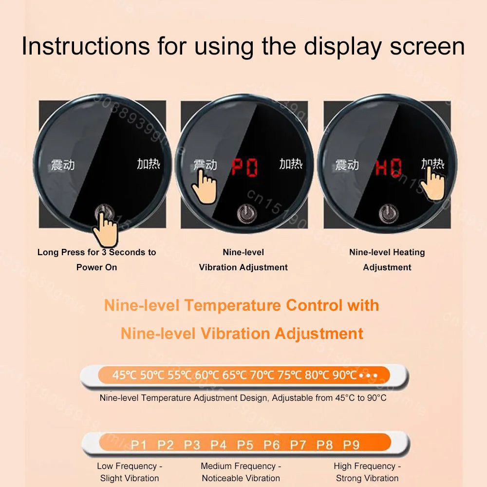 Hot Stone Vibration Massager Bianstone Guasha SPA Therapy Muscle Relaxation Tool