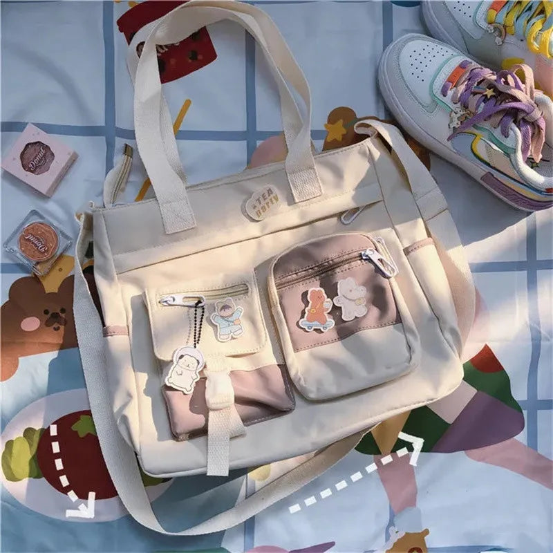 Waterproof Canvas Women Handbag – Nylon Shoulder Messenger Crossbody Tote Bag