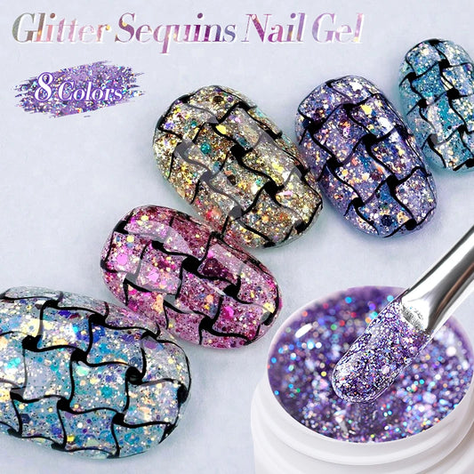 LILYCUTE 7ml Glitter Gel Nail Polish – Shimmering Sequins for Sparkling Manicures