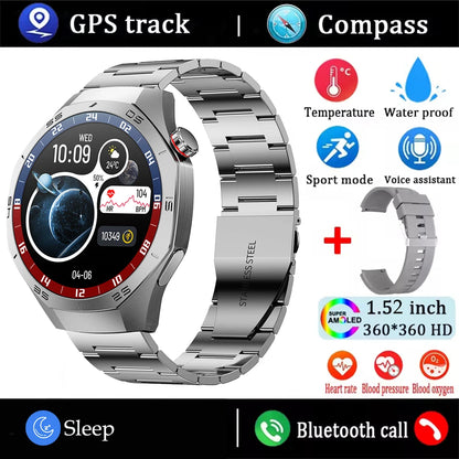 2025 Smart Watch Men AMOLED GPS Heart Rate Bluetooth Calls Waterproof Android iOS