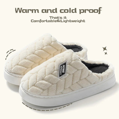 Cotton slippers for women in autumn and winter, new indoor home soft bottom, anti slip and warm plush cotton slippers for women