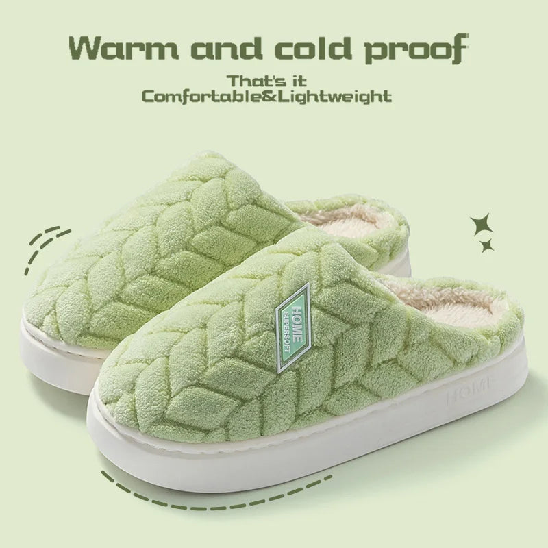 Cotton slippers for women in autumn and winter, new indoor home soft bottom, anti slip and warm plush cotton slippers for women