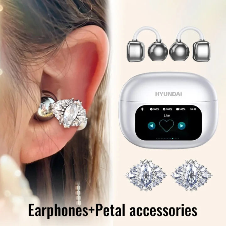 Choice HYUNDAI HY-C02 Nice earrings Earphones Wireless Bluetooth Headphones LED Power Display Mic Stereo Sound Earphones