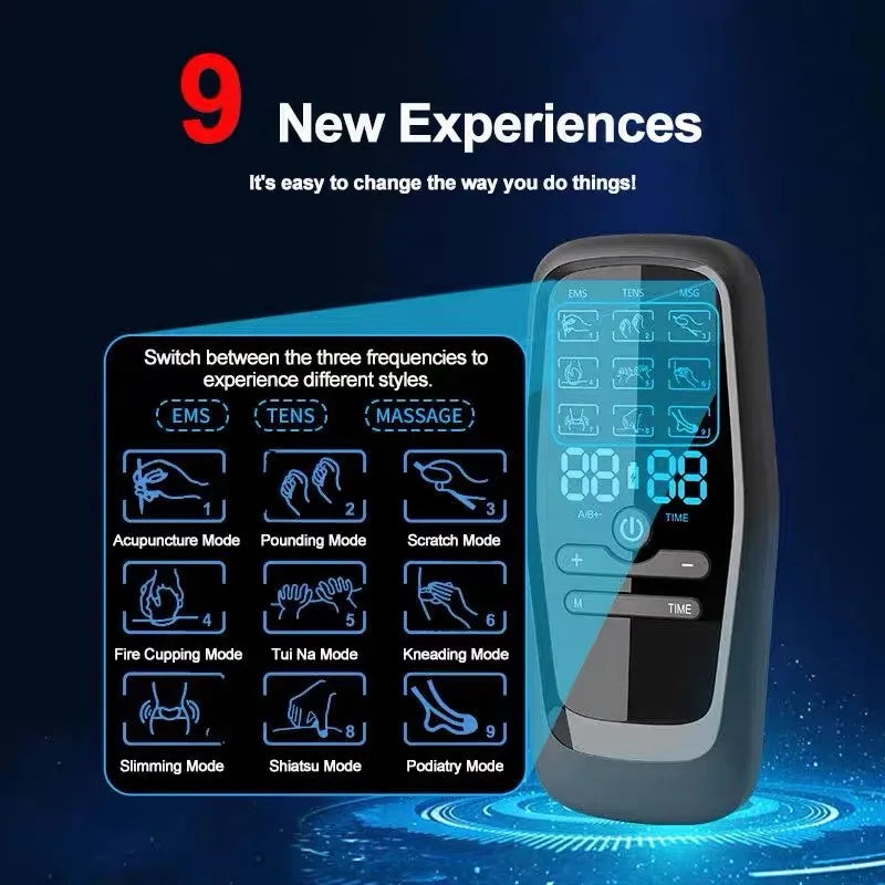 9 Modes EMS Electric Body Massager Low Frequency Pulse TENS Abdominal Electro Stimulator for Muscle Relaxation