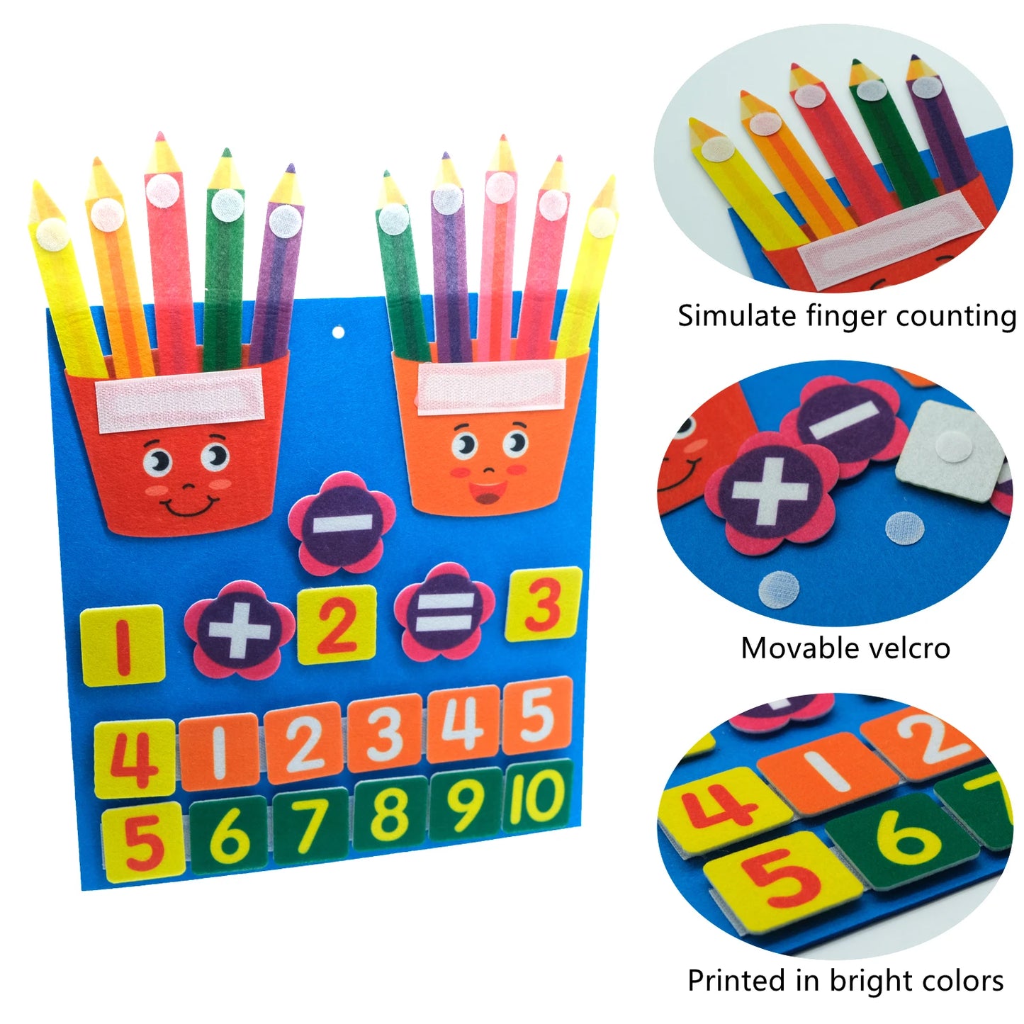 Montessori Toddler Math Felt Board Finger Number Learning Counting Preschool Manipulatives Learning Educational Toy Travel Game