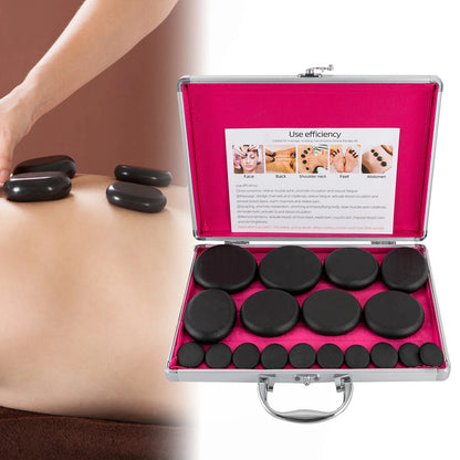 Hot Stones Massage Set with Heater – 16 Essential Spa Stones for Home & Salon