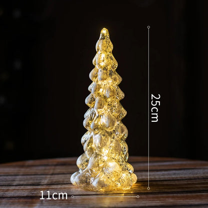 Christmas Tree Glass Night Light for Home Xmas Romantic Holiday Atmosphere Arbol De Navidad Ornaments LED Luminous Decoration