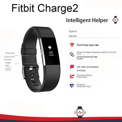 Fitbit Charge 2 smart wristband heart rate monitoring exercise pedometer fitness sleep call notification GPS IOS Android