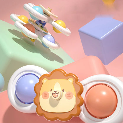 3 in 1 Suction Cups Spinning Top Toy For Baby Game Infant Teether Relief Stress Educational Rotating Rattle Bath Toys For Kids