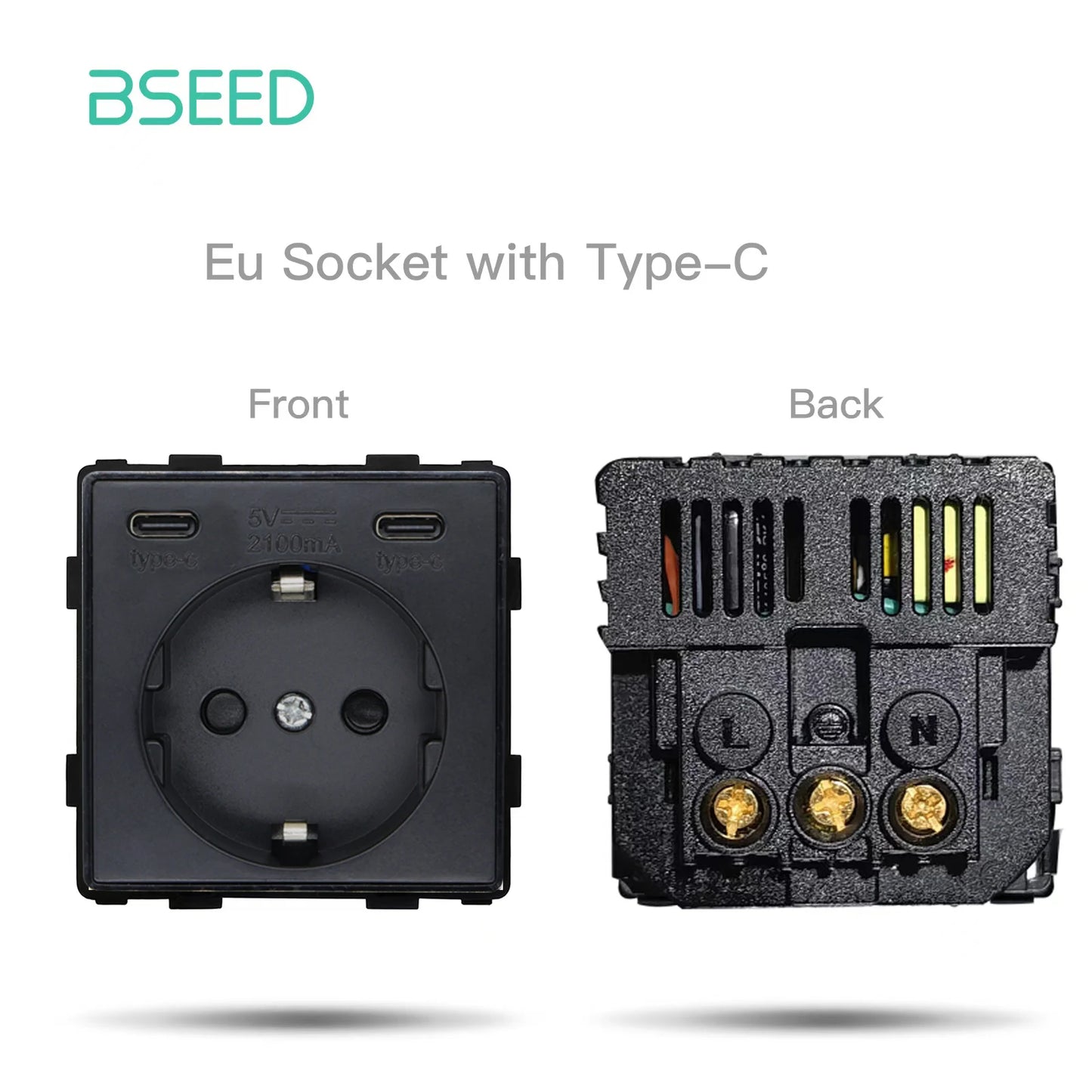 BSEED 65W PD Fast Charge Module Quick Charge Socket Part 1/2 USB Type-C 20W Wall Phone Charger Plug Support BSEED Frames