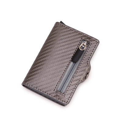 Men's Carbon Fiber RFID Wallet Leather Metal ID Credit Card Holder Business Case