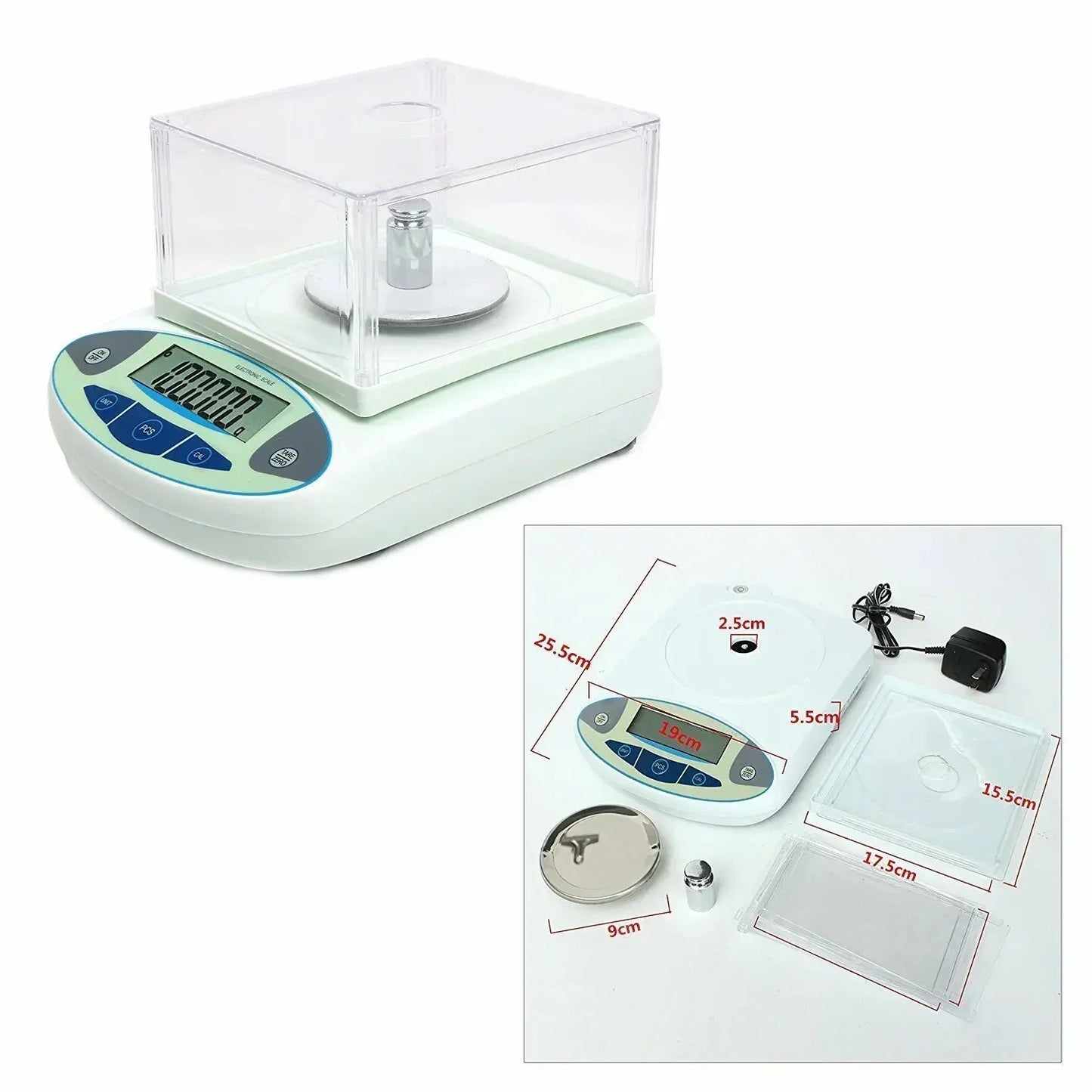 500gx0.001g Electronic Balance Scale with Windshield High Precision Laboratory Solid Analytical Digital Precision Balance Scale