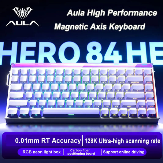 AULA HERO84 HE Magnetic Switch Wired Mechanical Keyboard RGB Music Rhythm 8K Return Rate Keyboard Computer Accessorie for Gamer