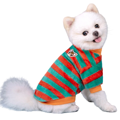 Rainbow Striped Flannel Dog Hoodie – Warm Winter Sweatshirt for Small Breeds (Chihuahua, Shih Tzu)