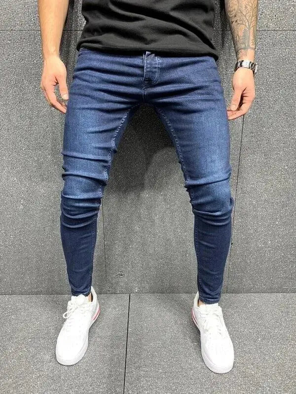 High Quality Stretch Elastic Skinny Jeans Men European American Classic Solid Washed Denim Pant Casual Pantalones Hombre Joggers
