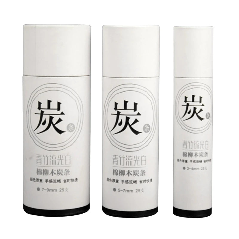 Vine Charcoal Medium Sketch Set – 25 pcs (Drawing / Shading / Blending)