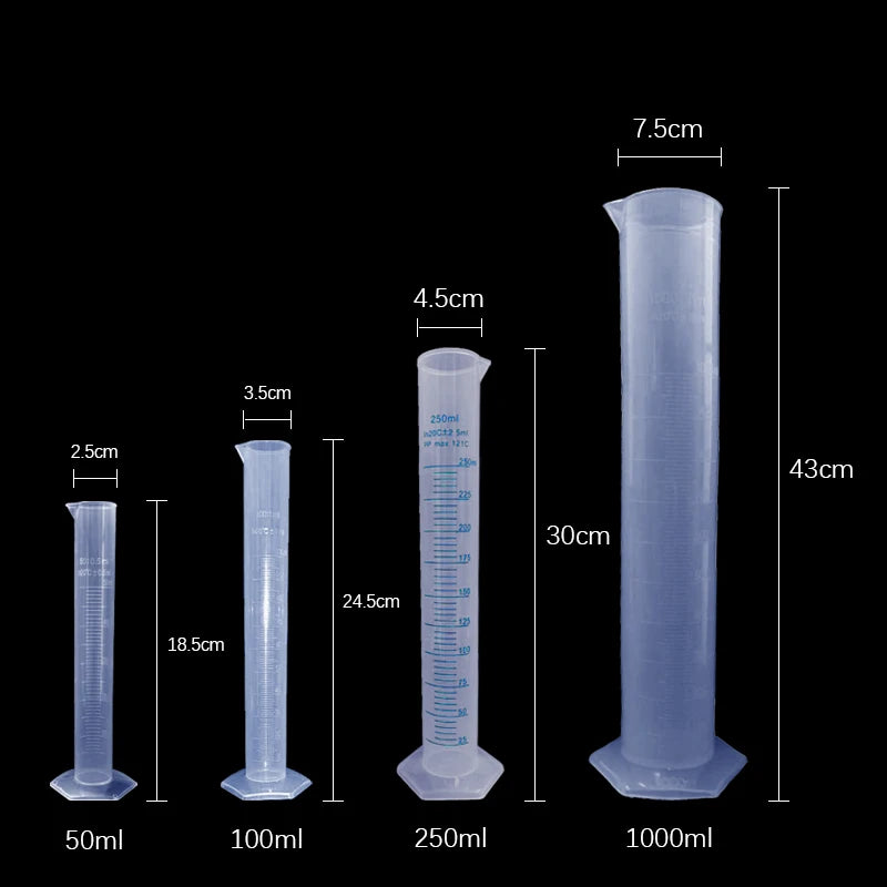 1pcs 50ml/100ml/250ml/1000ml Transparent Measuring Plastic Graduated Cylinder Lab Measuring Cup Laboratory Tools