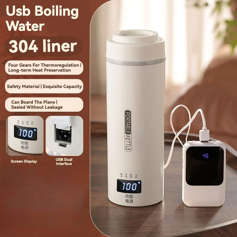 Compact Travel Kettle 550ml 300W Fast Boiling 4 Precise Temperature Settings 316 Stainless Steel Interior Portable Hot Water Cup