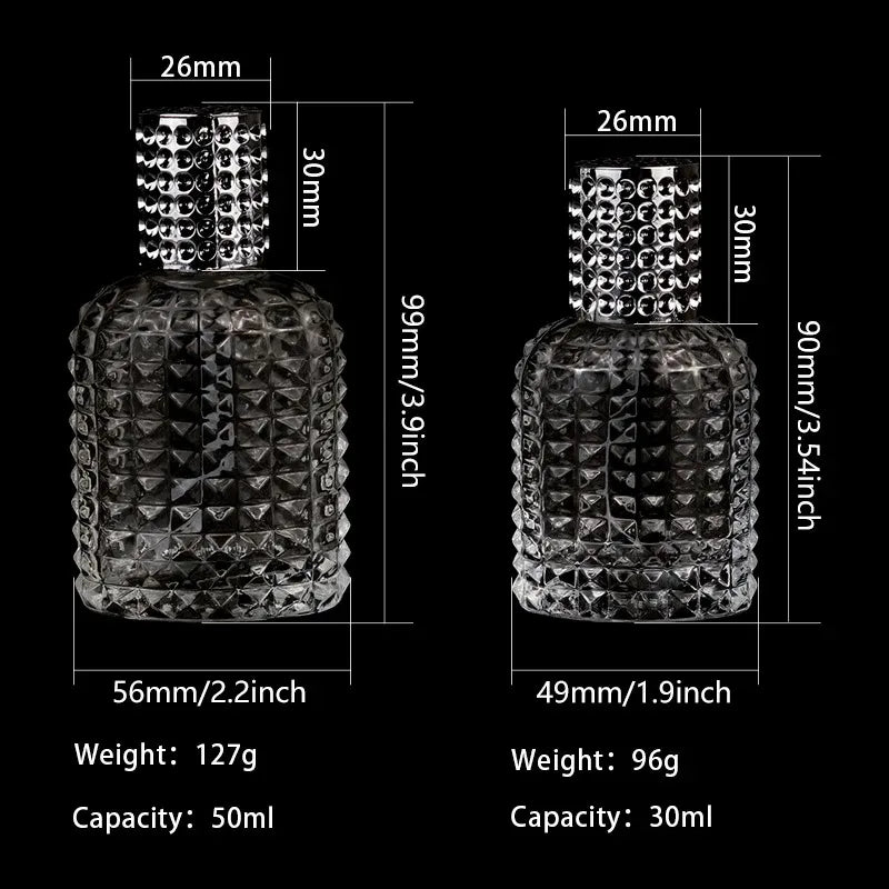 30/50ml Thick Clear Glass Fine Mist Spray Scent Aftershave Luxury Perfume Bottle Empty Atomizer Bottle Refillable Empty Atomizer
