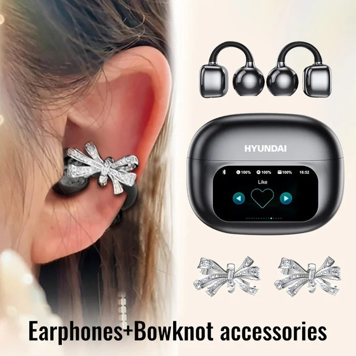 Choice HYUNDAI HY-C02 Nice earrings Earphones Wireless Bluetooth Headphones LED Power Display Mic Stereo Sound Earphones