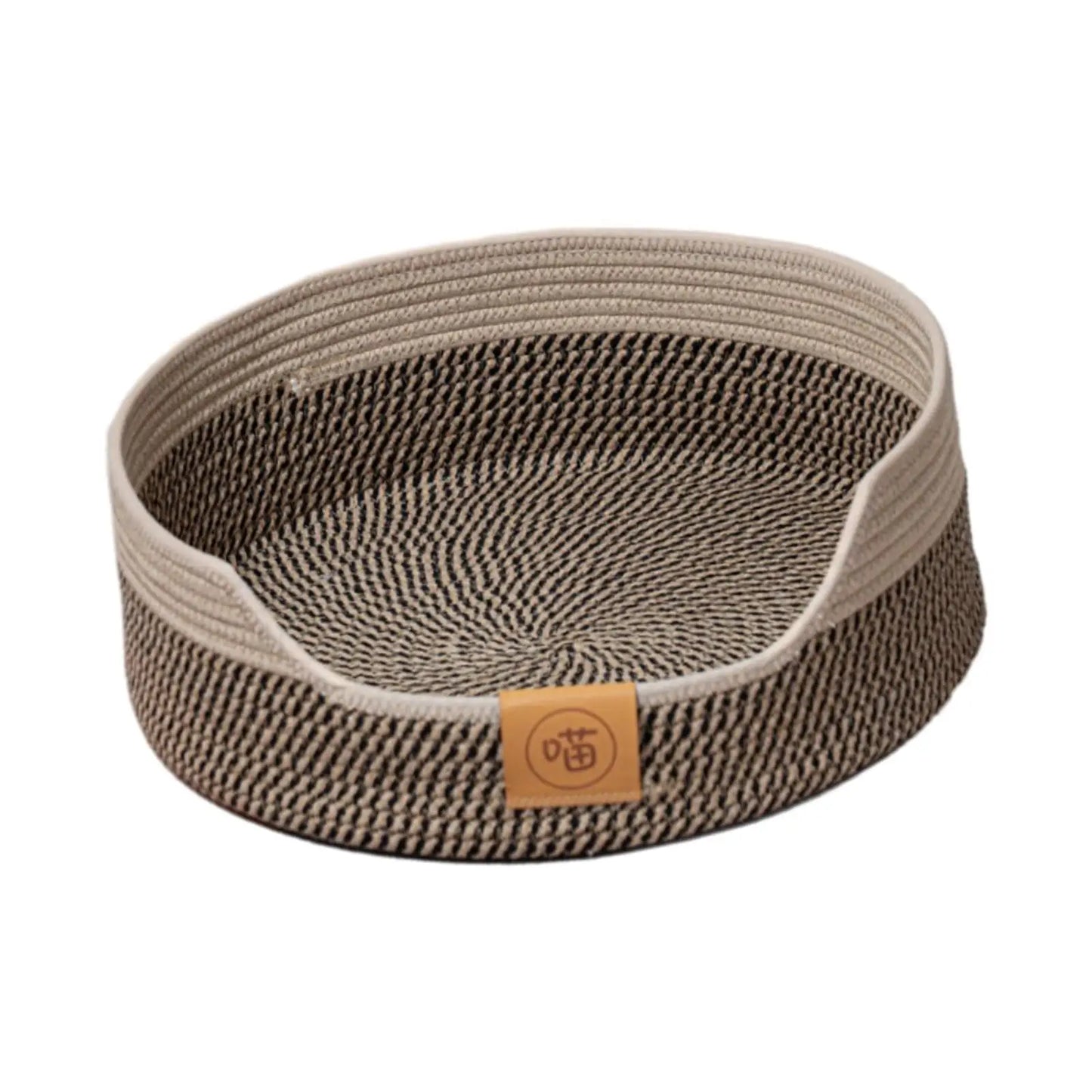 Rope Woven Cat Bed Basket Portable Lounge Bed Comfortable Rest Kitty Bed