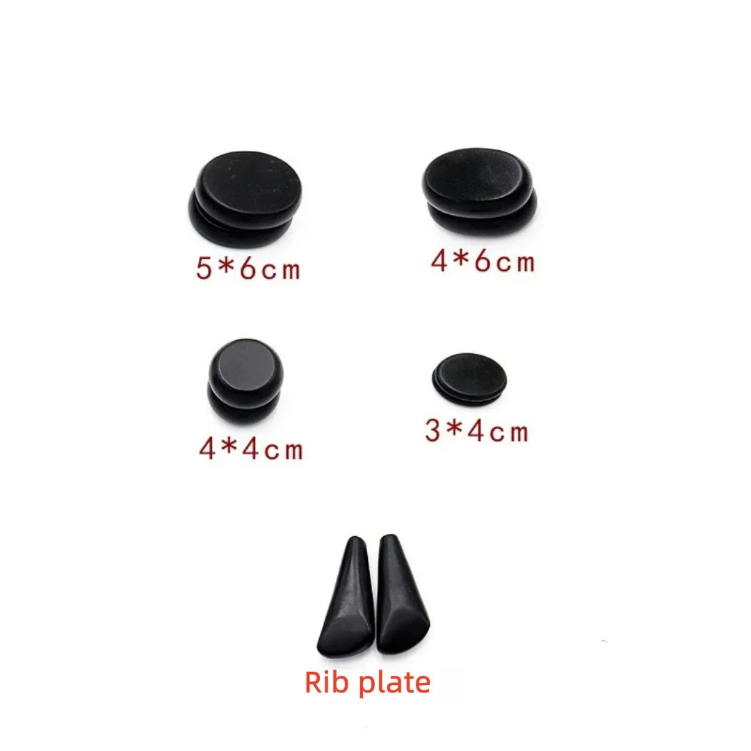 20pcs Hot Stone Massage Set with Heater Box Lava Basalt Round Spa Stress Relief Kit