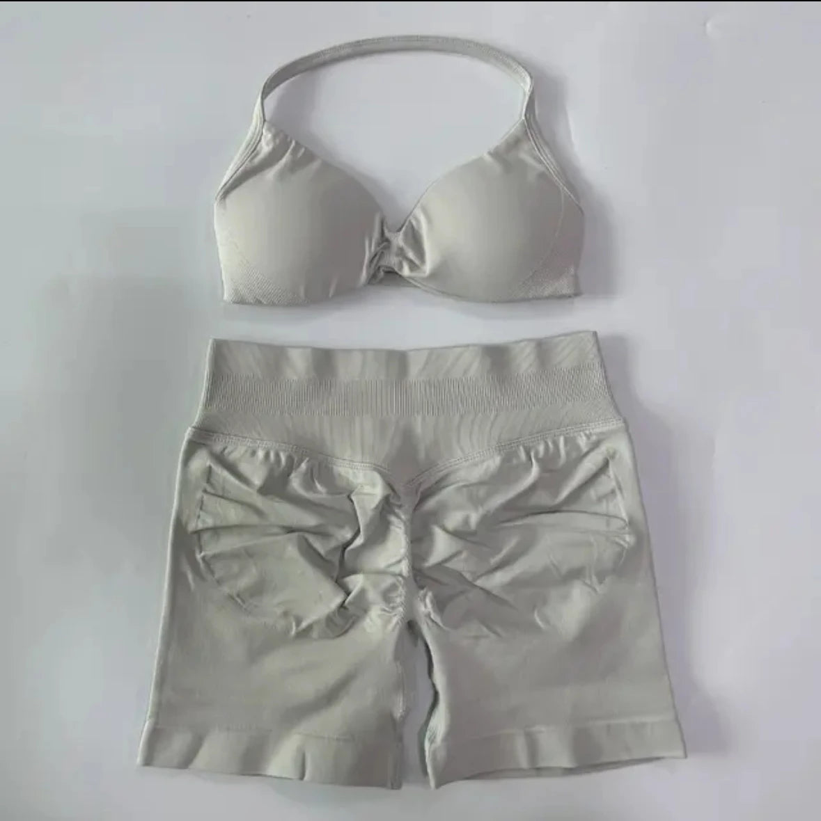 DFYIVE Yoga Gym Set 2 Piece Women Strappy Yoga Bra Top Workout Scrunch Shorts Sports Suit Fitness Clothes Seamless Yoga Set