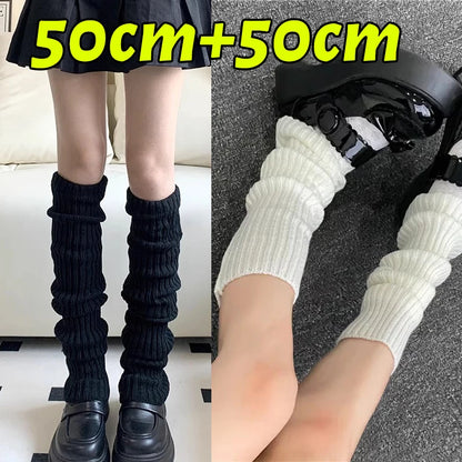 Y2k Winter Leg Warmers Fluffy Knitted Arm Warmers Gothic Lolita Knit Long Socks Women Leg Warmer Stylish Stretchy Boots Cover