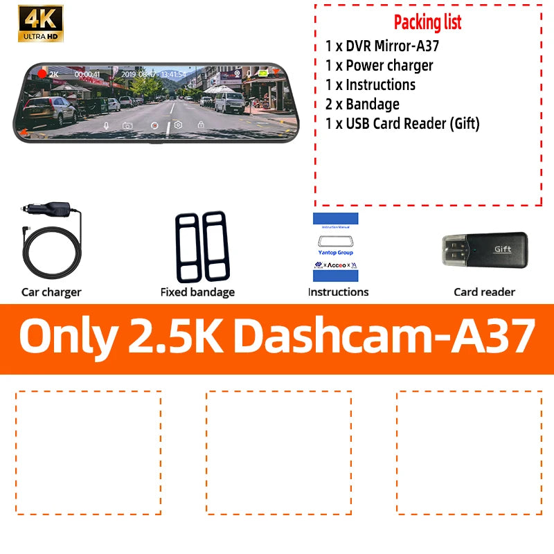 Yangood VisionX Pro – 2.5K Smart Dashcam Mirror with GPS, Wi-Fi & Night Vision