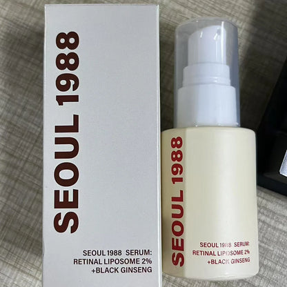Korean SEOUL 1988 Skin Care Set - Retinol Eye Cream, Ginseng Niacinamide Serum, Cleanser, Lightens Fine Lines Dark Circle
