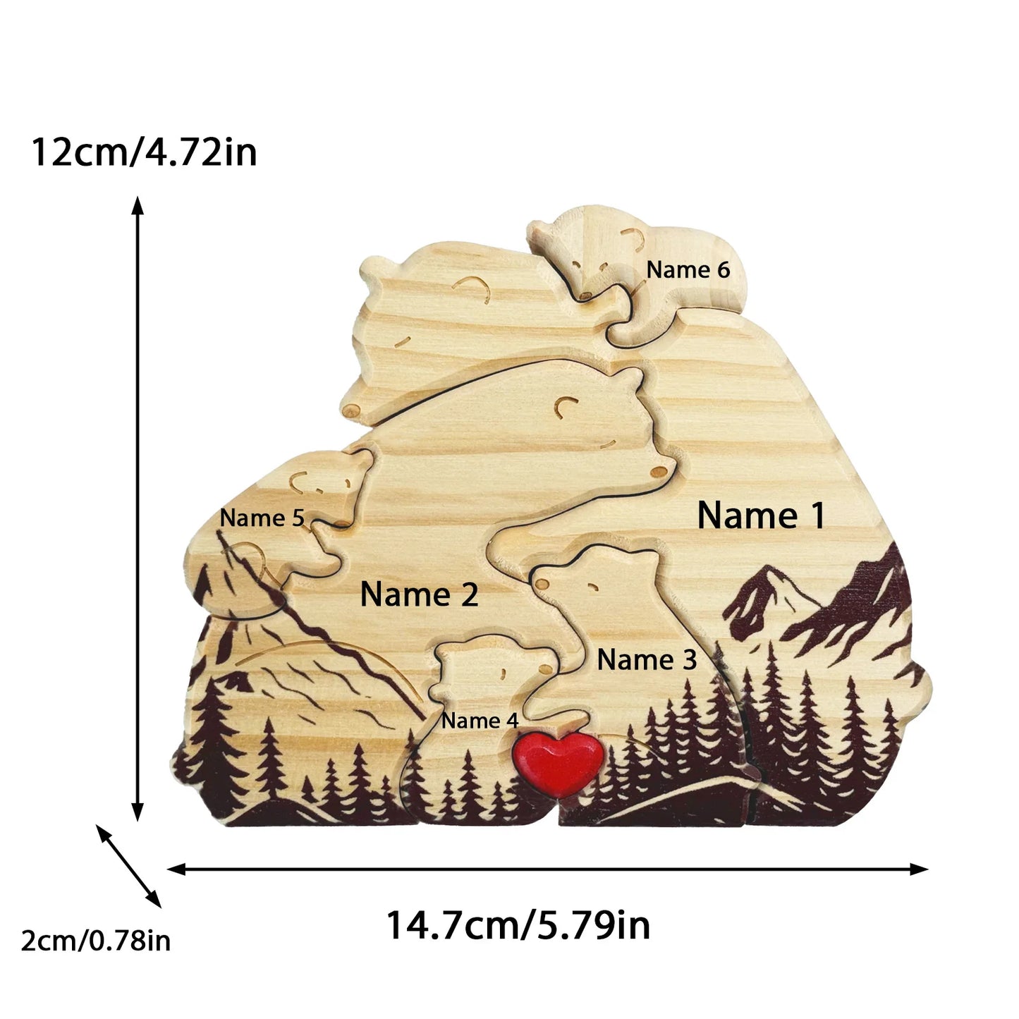 Personalized Art Wooden Bear Family Puzzle, Baby's Birth Gift, Thanksgiving Christmas Holiday Heart Warmer Gift, Gift for Mom