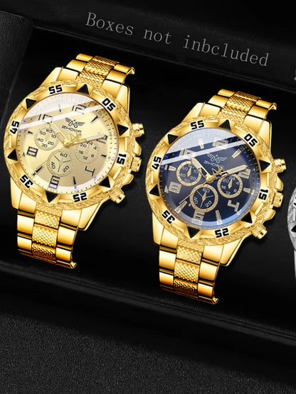 2PCS Men’s Watch Set Quartz Digital Scale Dial Fashion Trend Daily Wristwatches