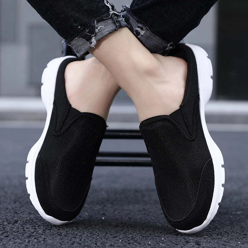 Big Size Men Casual Mules Super Light Mesh Slippers Closed Toe Half Slipper Breathable Male Flats Shoes Outdoor Slip-on Footwear