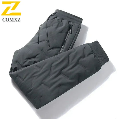 Winter Down Cotton Pants Men's Casual Waterproof Zipper Pocket Thickened Wool Warm Pants Jogger Outdoor Cold-proof Ski Pants 7XL