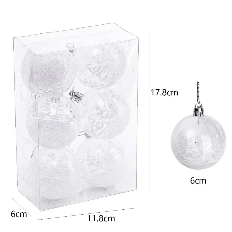 Transparent White Snow Ball Christmas Balls Pendant Xmas Tree Decoration Clear Baubles Hanging Ornament New Year Party Supply