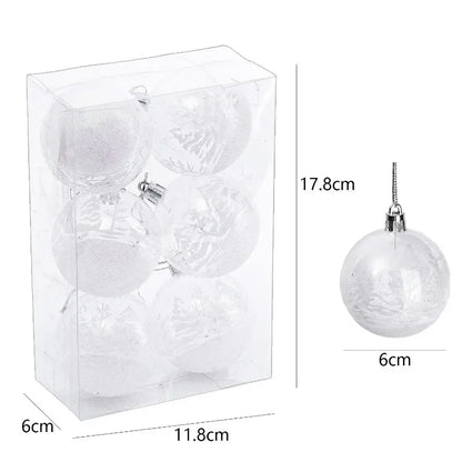 Transparent White Snow Ball Christmas Balls Pendant Xmas Tree Decoration Clear Baubles Hanging Ornament New Year Party Supply