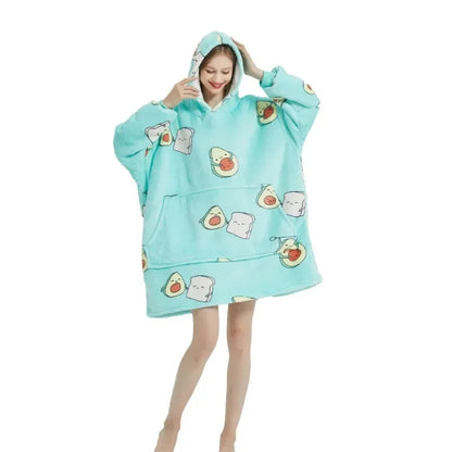 Winter Oversized Hoodie Blanket | Fleece TV Wearable Blanket with Sleeves
