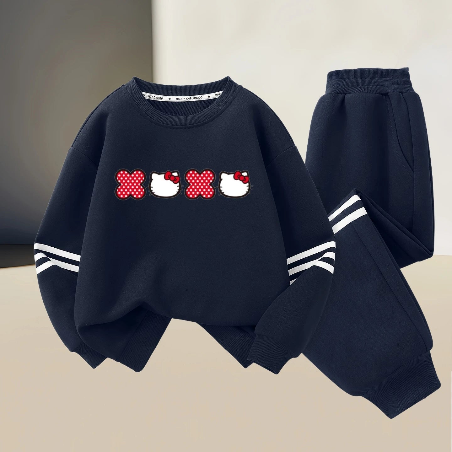 Sanrio Baby Girl Clothes Set Autumn Kid Hello Kitty Printed Sweatshirts Pullover Top & Pants 2pcs Suit Children Boys Tracksuits