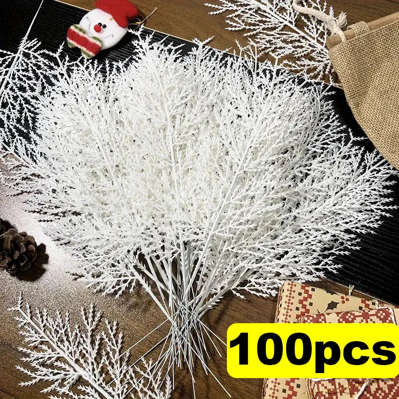 White Pine Needles Artificial Christmas Tree Ornaments DIY Leaf Branches Wreath Home Garden Decoration New Year Party Supply