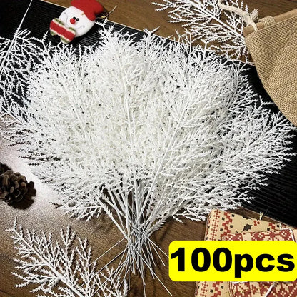 White Pine Needles Artificial Christmas Tree Ornaments DIY Leaf Branches Wreath Home Garden Decoration New Year Party Supply